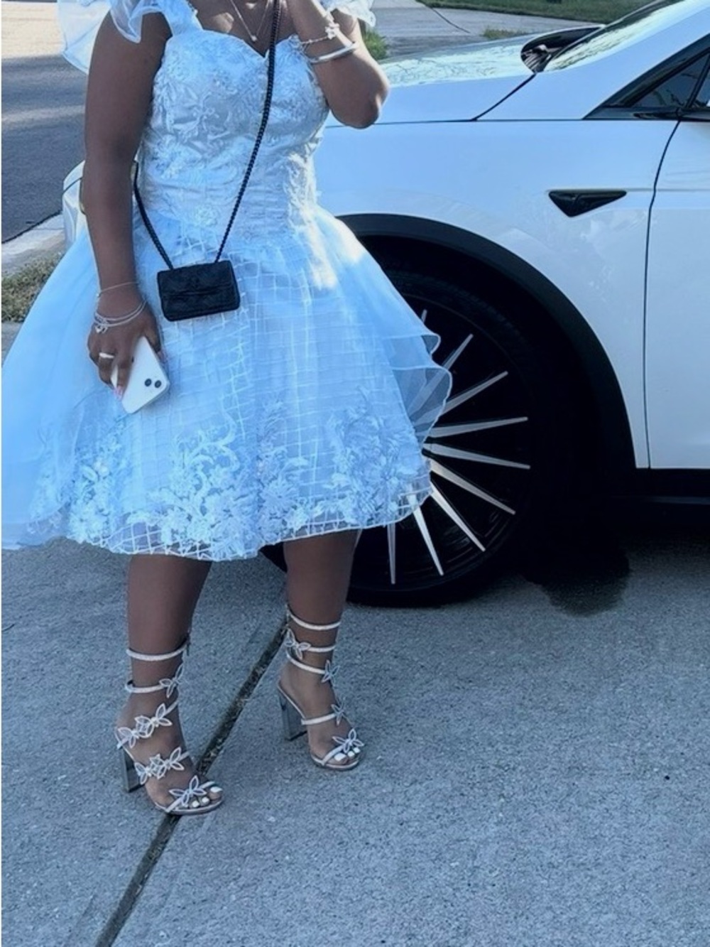 White Lace Short Party Dress